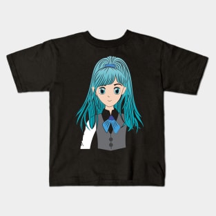 Blue haired anime girl Kids T-Shirt